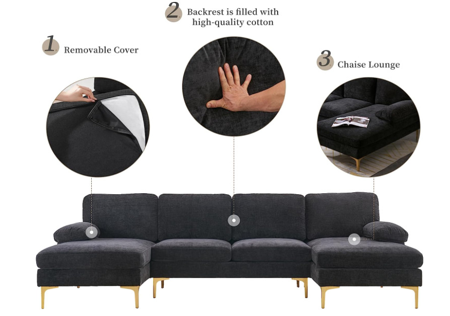 VERYKE U Shape Sectional Sofa Couch